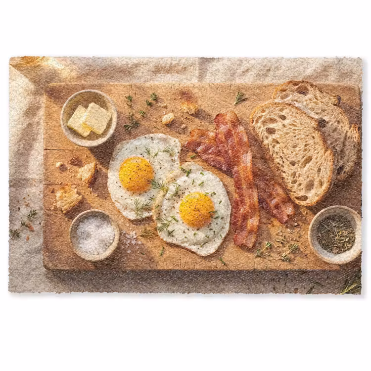 Deurmat - Eten - Ontbijt - Hout - Rustiek - Geel — 1
