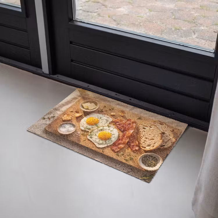 Deurmat - Eten - Ontbijt - Hout - Rustiek - Geel — 2