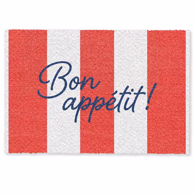 Deurmat - Eten - Spreuk - Keuken - Grafisch - Rood-Wit — 1