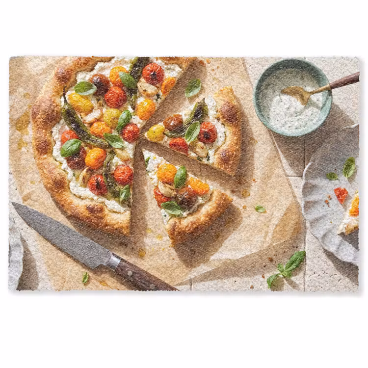 Deurmat - Eten - Tomaten - Basilicum - Maaltijd - Vers — 1
