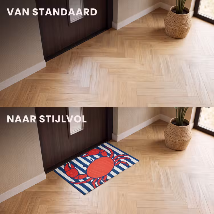 Deurmat - Krab - Strepen - Zeeleven - Illustratie - Rood — 3