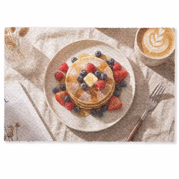 Deurmat - Pannenkoeken - Bessen - Ontbijt - Modern - Beige — 1