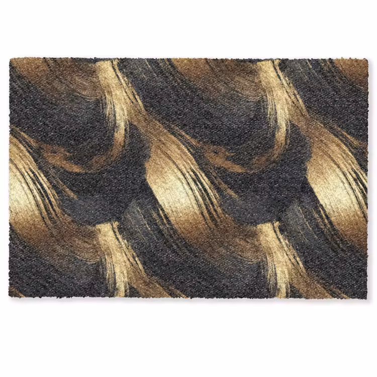 Deurmat - Verfstreken - Abstract - Goud - Zwart — 1