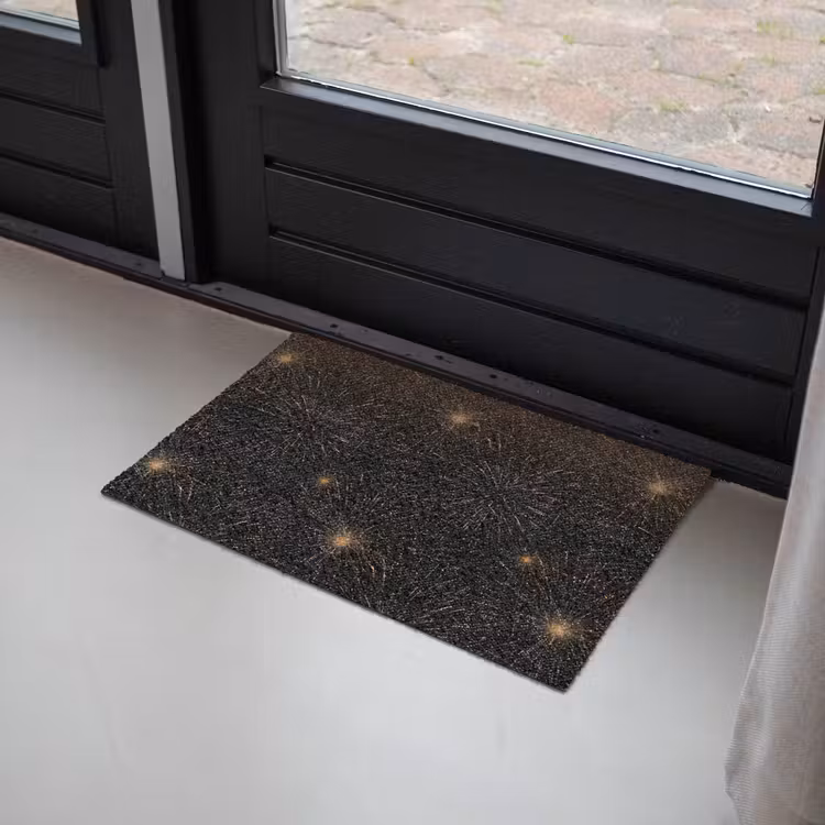 Deurmat - Vuurwerk - Patroon - Feestelijk - Goud - Zwart — 2