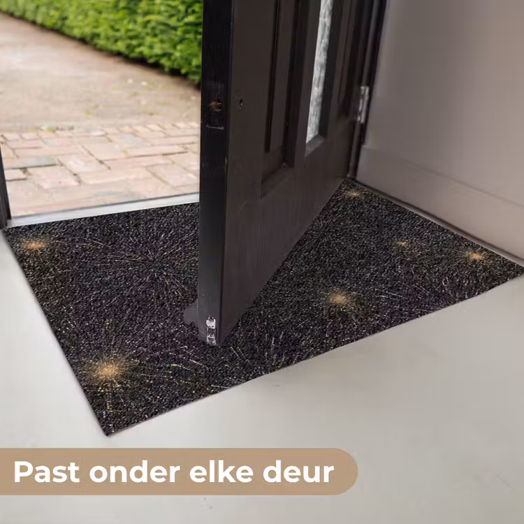 Deurmat - Vuurwerk - Patroon - Feestelijk - Goud - Zwart — 7