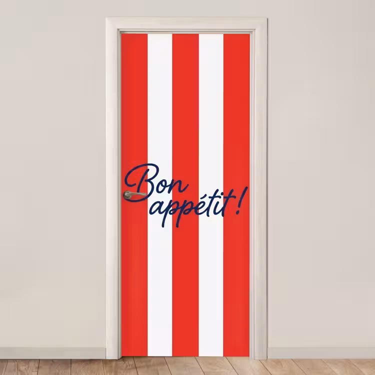 Deursticker - Eten - Spreuk - Keuken - Grafisch - Rood-Wit — 1