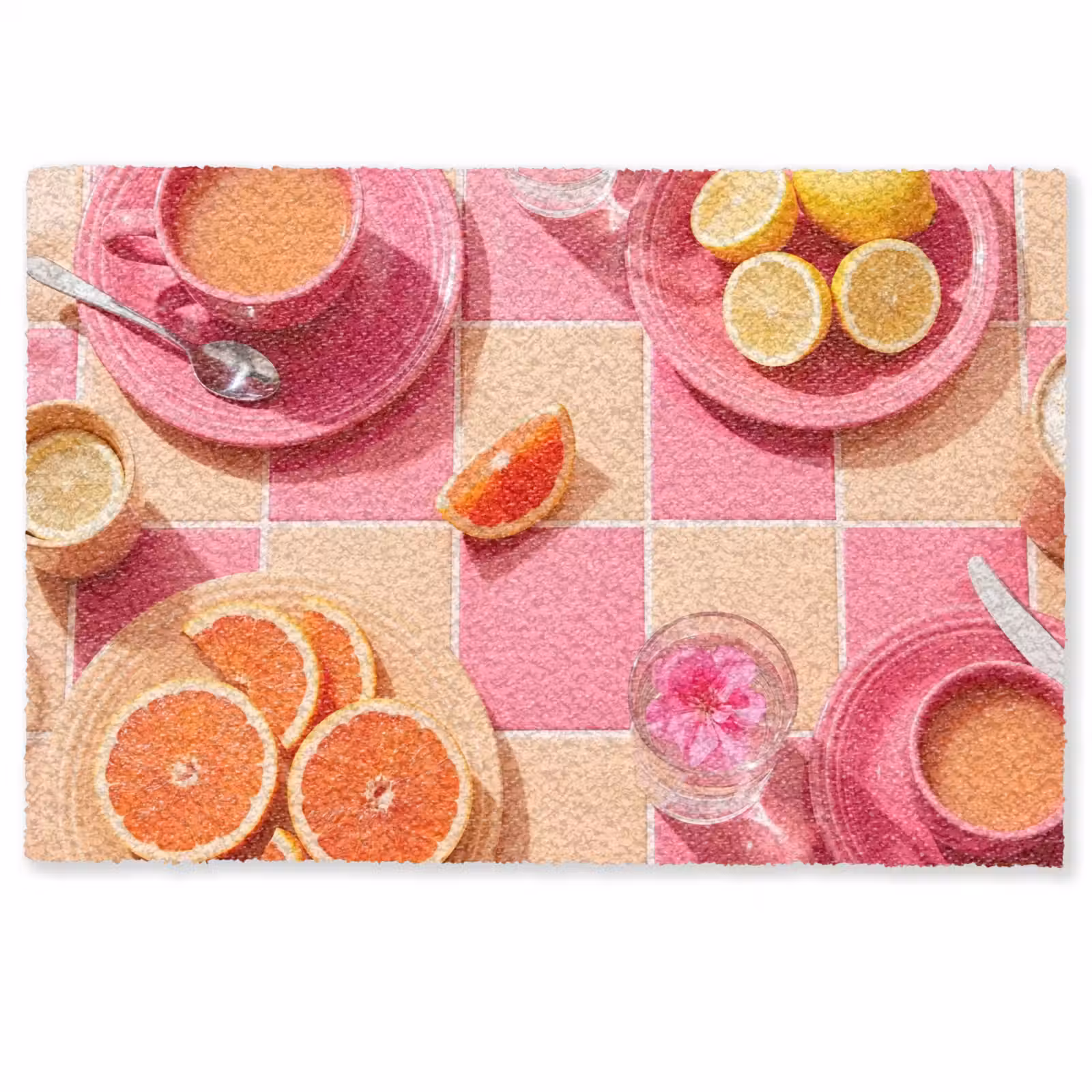 Deurmat - Eten - Citrusvruchten - Stillevens - Roze - Oranje — 1