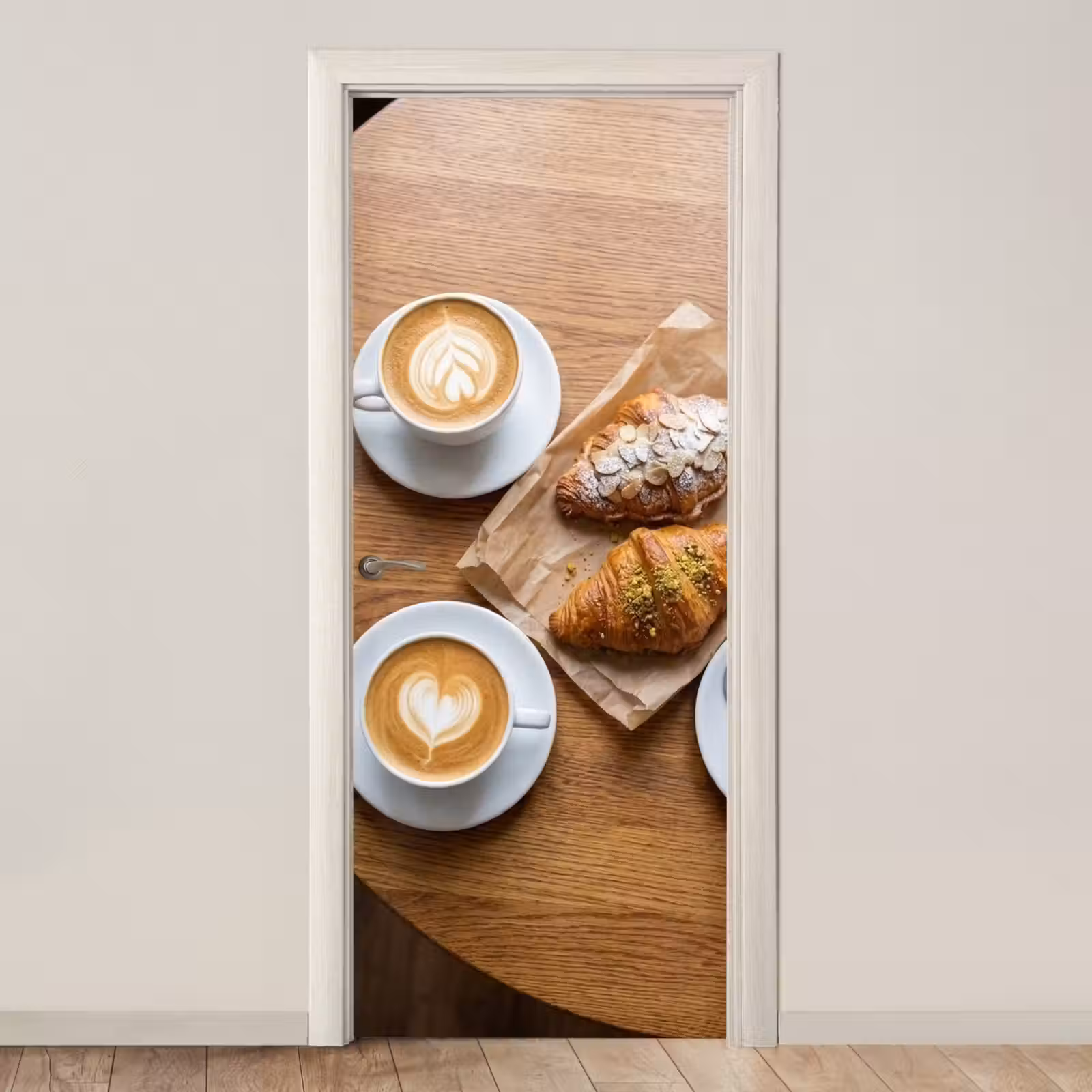 Deursticker - Eten - Croissant - Koffie - Ontbijt - Modern — 1