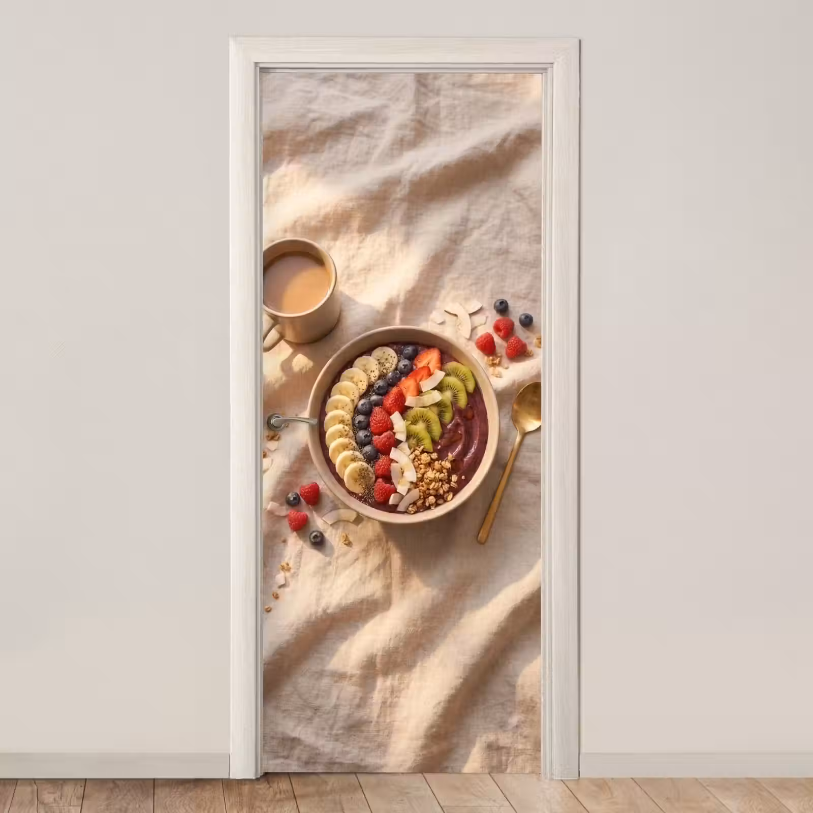 Deursticker - Eten - Ontbijtkom - Fruit - Gezond - Kleurrijk — 1