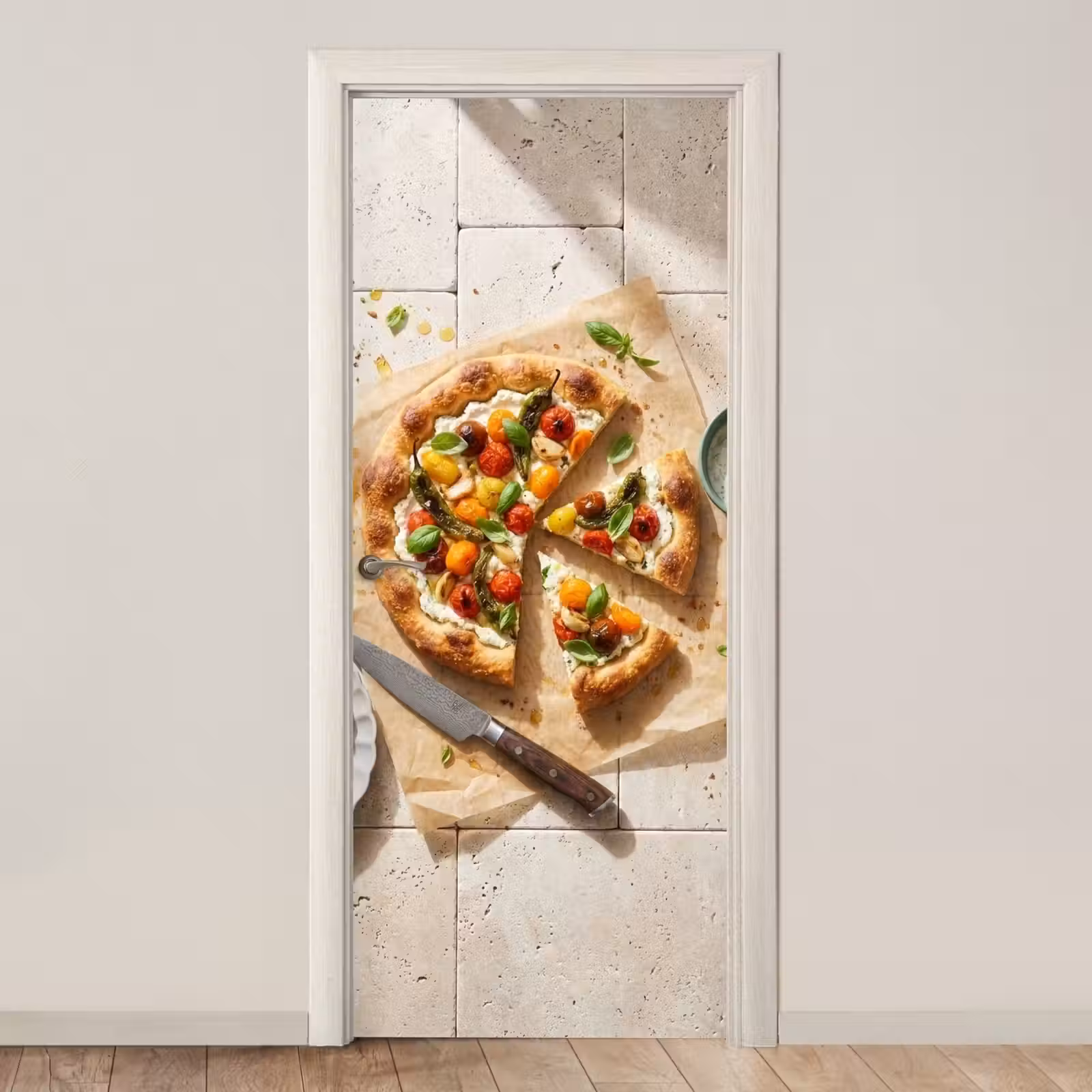 Deursticker - Eten - Tomaten - Basilicum - Maaltijd - Vers — 1