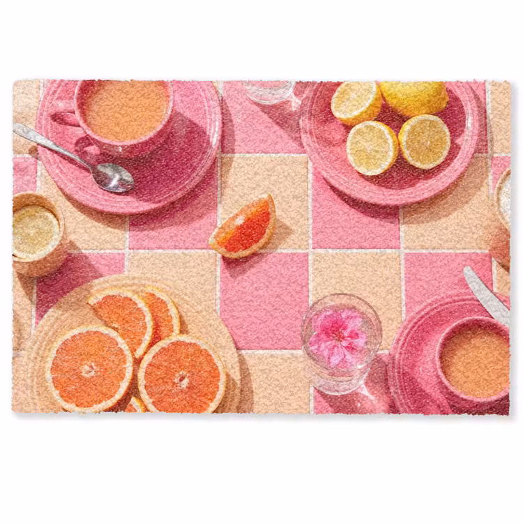 Deurmat - Eten - Citrusvruchten - Stillevens - Roze - Oranje — 1