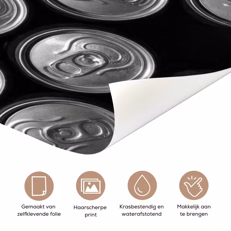 Deursticker - Blikjes - Aluminium - Patroon - Industrieel - Zilver — 3