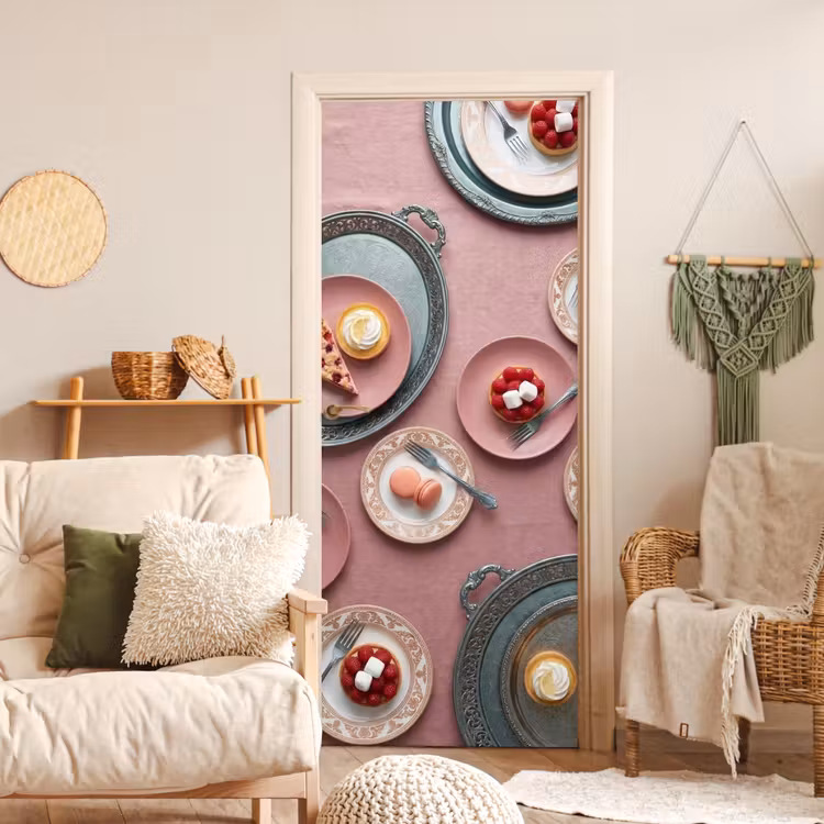 Deursticker - Dessert - Taart - Gebak - Zoet - Roze — 4