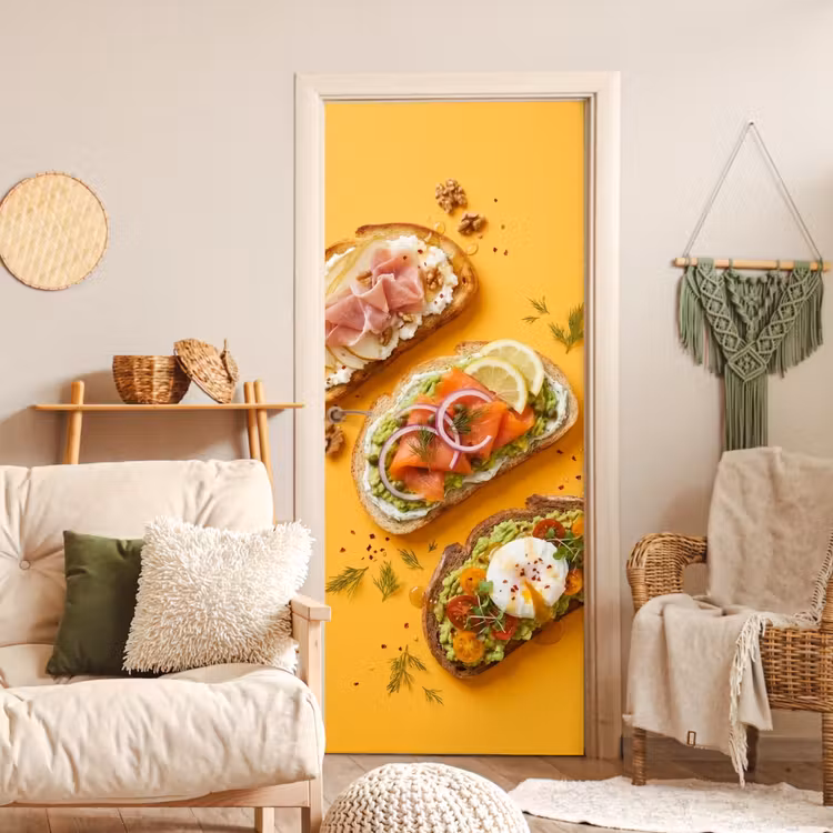 Deursticker - Eten - Brood - Ontbijt - Modern - Kleurrijk — 4