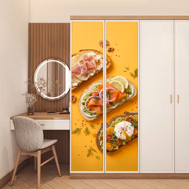 Deursticker - Eten - Brood - Ontbijt - Modern - Kleurrijk — 5