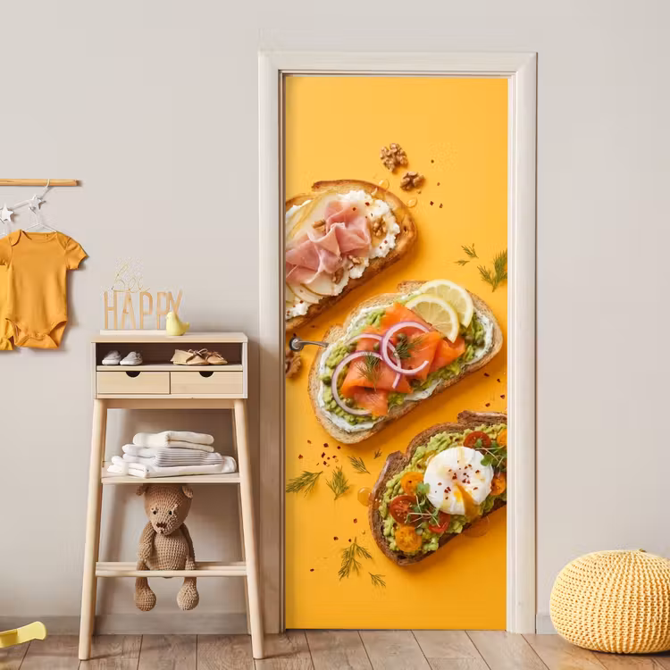 Deursticker - Eten - Brood - Ontbijt - Modern - Kleurrijk — 6