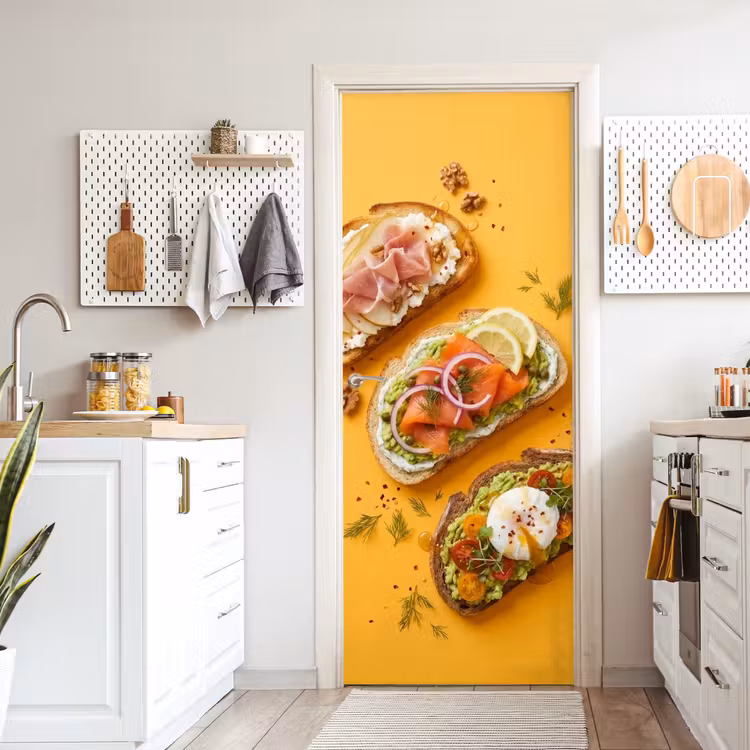 Deursticker - Eten - Brood - Ontbijt - Modern - Kleurrijk — 7