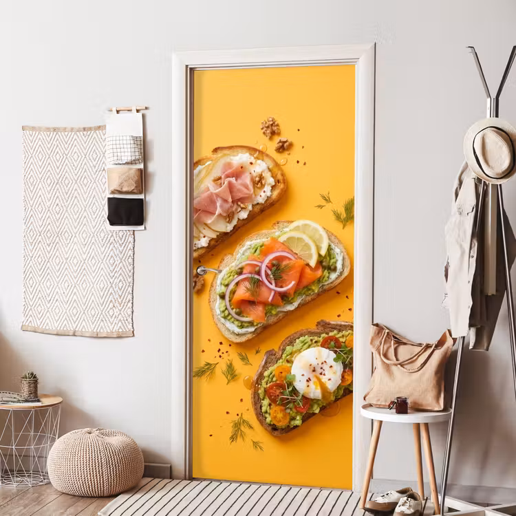 Deursticker - Eten - Brood - Ontbijt - Modern - Kleurrijk — 8