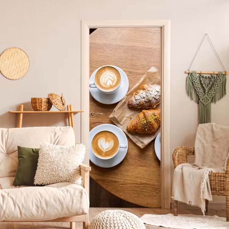 Deursticker - Eten - Croissant - Koffie - Ontbijt - Modern — 4