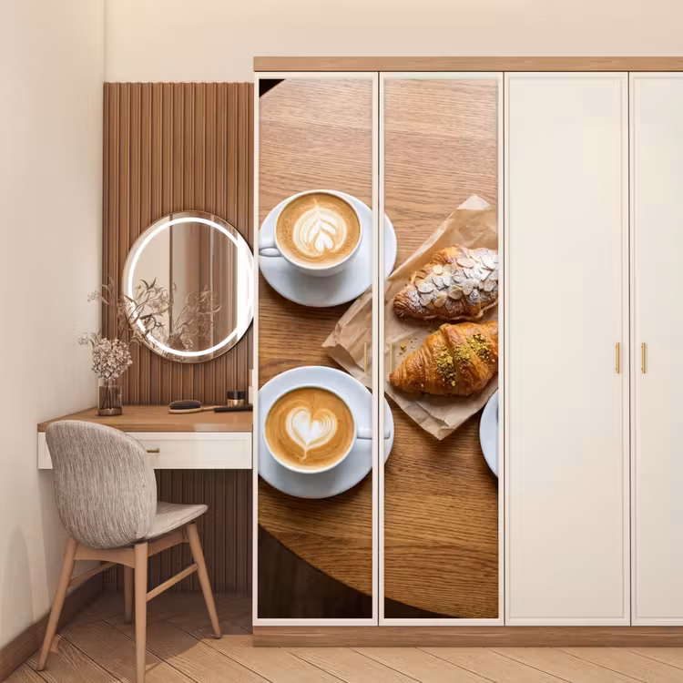 Deursticker - Eten - Croissant - Koffie - Ontbijt - Modern — 5