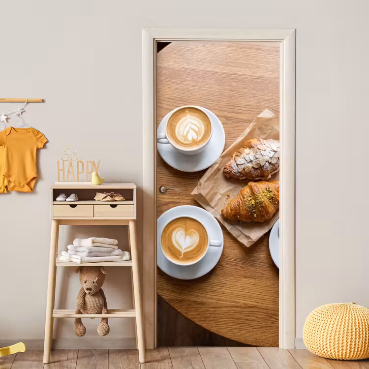 Deursticker - Eten - Croissant - Koffie - Ontbijt - Modern — 6
