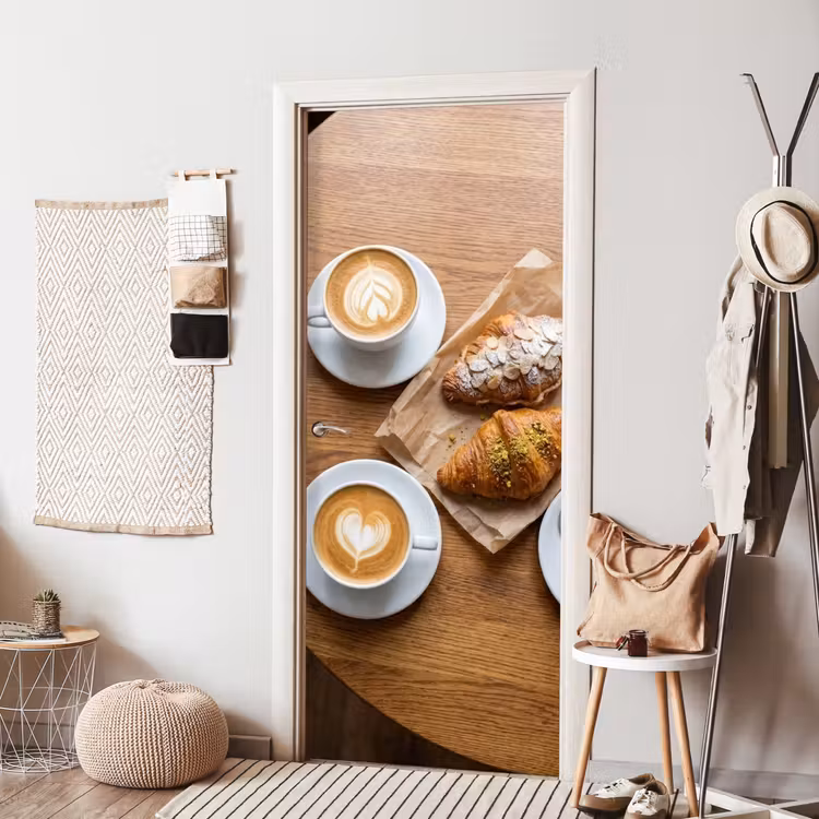Deursticker - Eten - Croissant - Koffie - Ontbijt - Modern — 8
