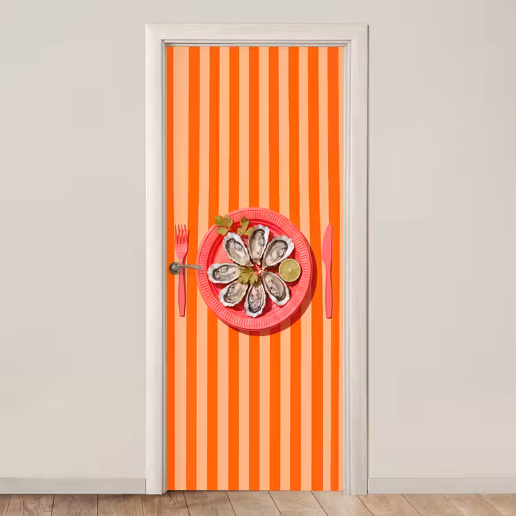 Deursticker - Eten - Oester - Zeevruchten - Oranje - Modern — 1