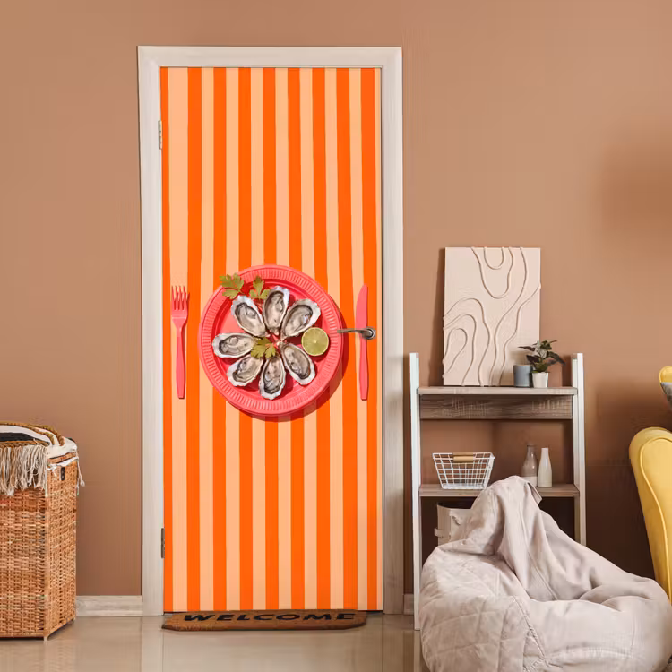 Deursticker - Eten - Oester - Zeevruchten - Oranje - Modern — 2