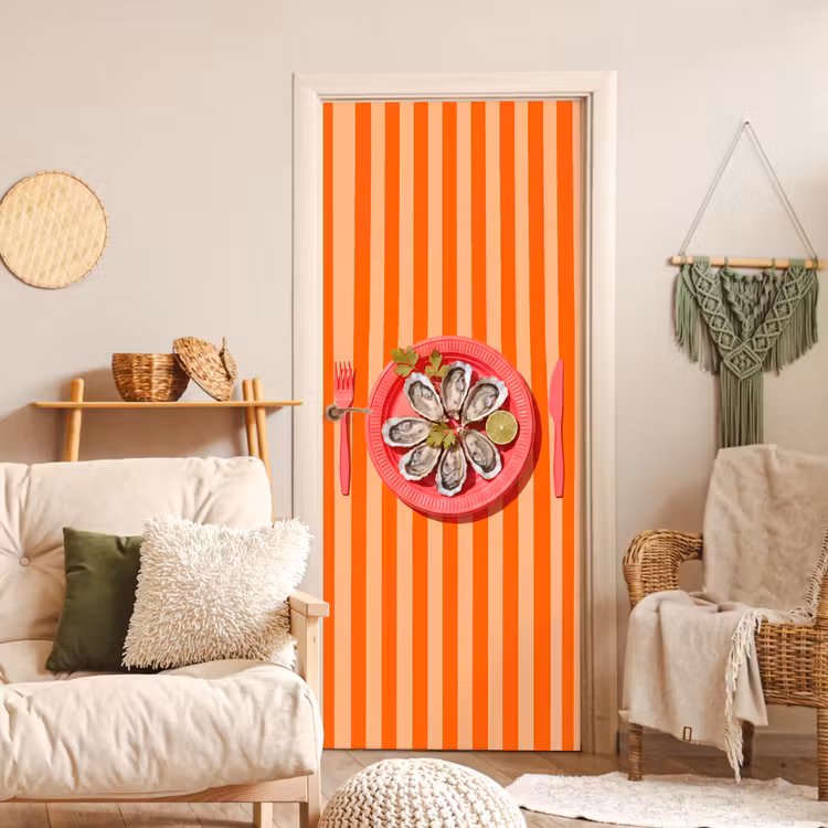 Deursticker - Eten - Oester - Zeevruchten - Oranje - Modern — 4