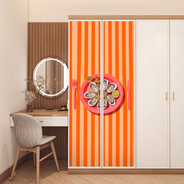 Deursticker - Eten - Oester - Zeevruchten - Oranje - Modern — 5