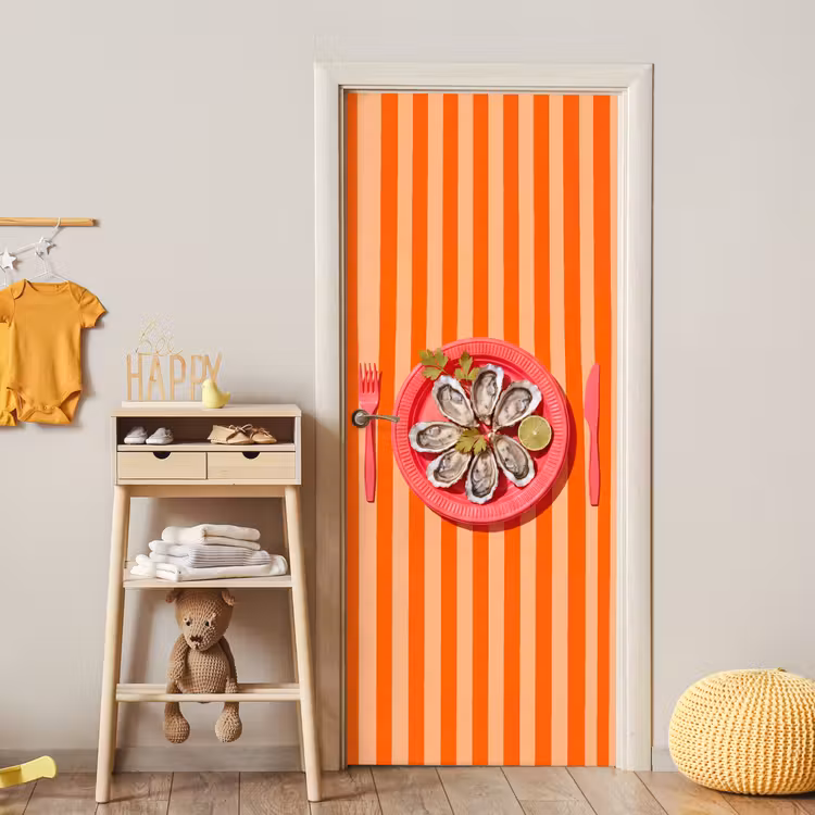 Deursticker - Eten - Oester - Zeevruchten - Oranje - Modern — 6