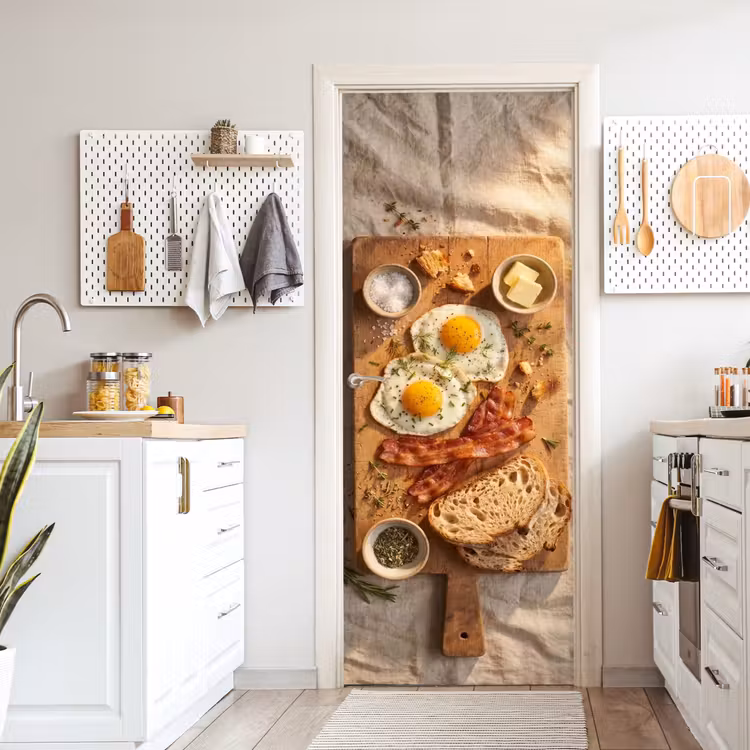Deursticker - Eten - Ontbijt - Hout - Rustiek - Geel — 7