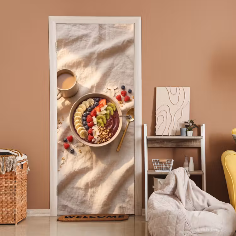 Deursticker - Eten - Ontbijtkom - Fruit - Gezond - Kleurrijk — 2