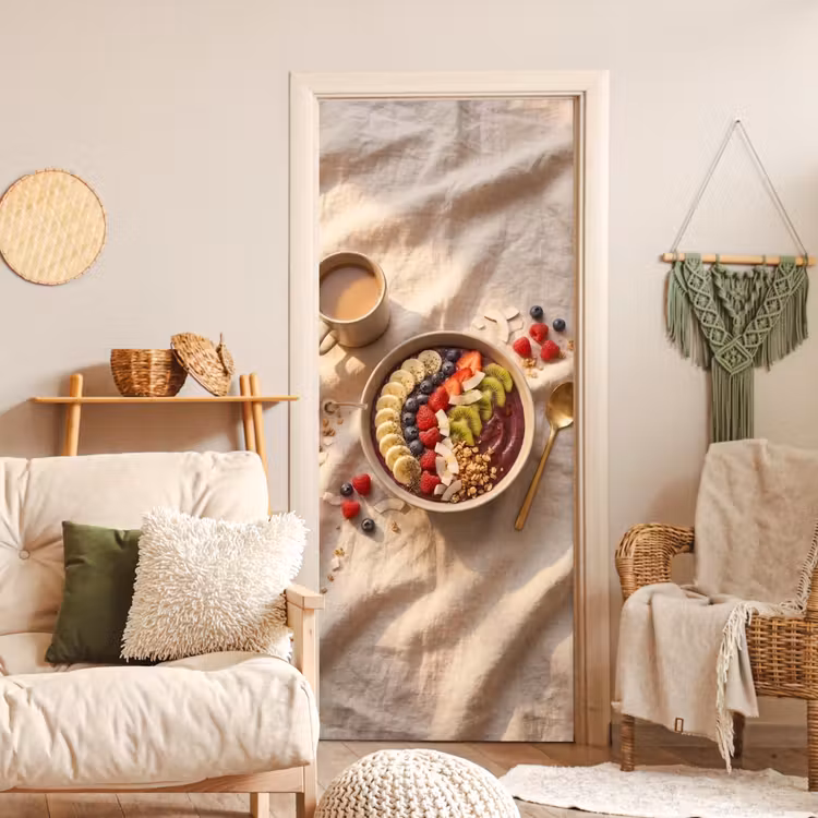Deursticker - Eten - Ontbijtkom - Fruit - Gezond - Kleurrijk — 4
