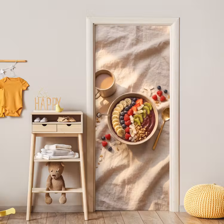 Deursticker - Eten - Ontbijtkom - Fruit - Gezond - Kleurrijk — 6