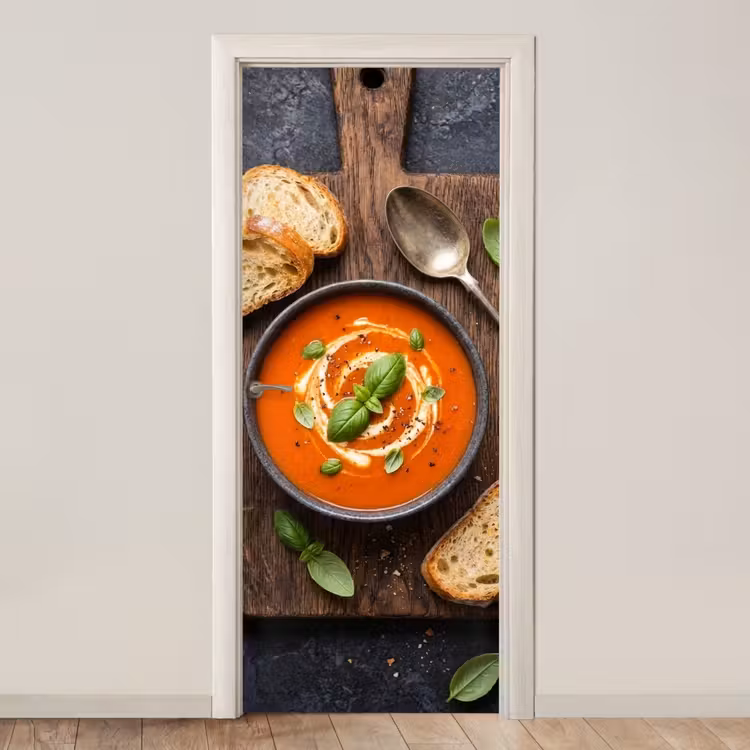 Deursticker - Eten - Soep - Basilicum - Rustiek - Rood — 1