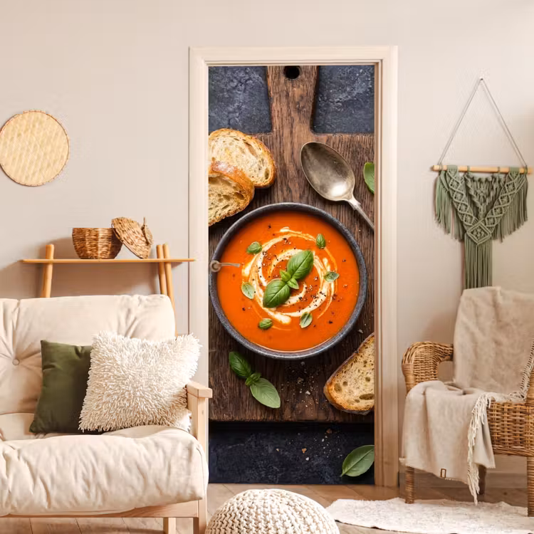 Deursticker - Eten - Soep - Basilicum - Rustiek - Rood — 4