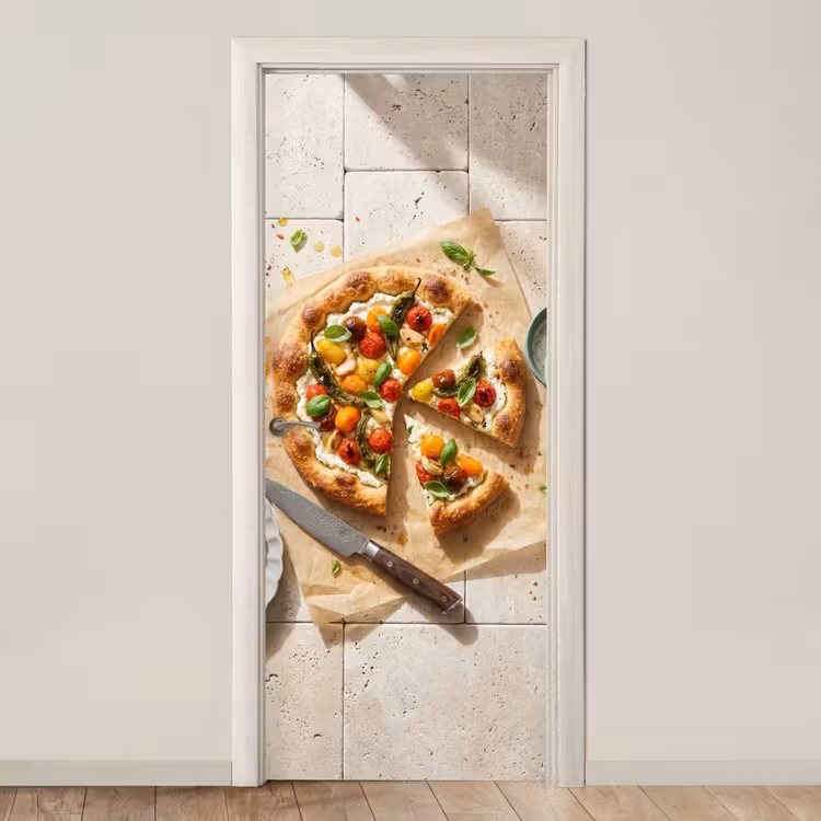 Deursticker - Eten - Tomaten - Basilicum - Maaltijd - Vers — 1
