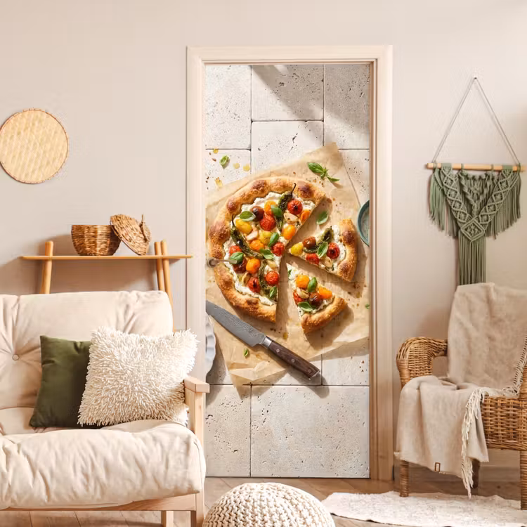 Deursticker - Eten - Tomaten - Basilicum - Maaltijd - Vers — 4