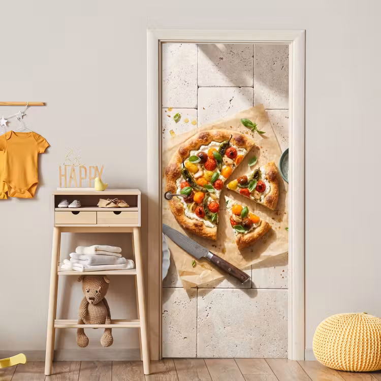 Deursticker - Eten - Tomaten - Basilicum - Maaltijd - Vers — 6
