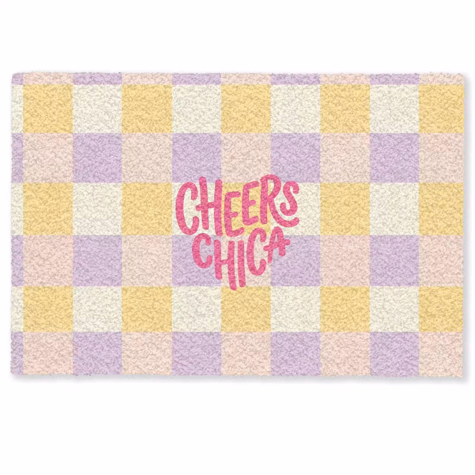 Deurmat - Cheers Chica - Ruitjes - Lila - Geel — 1