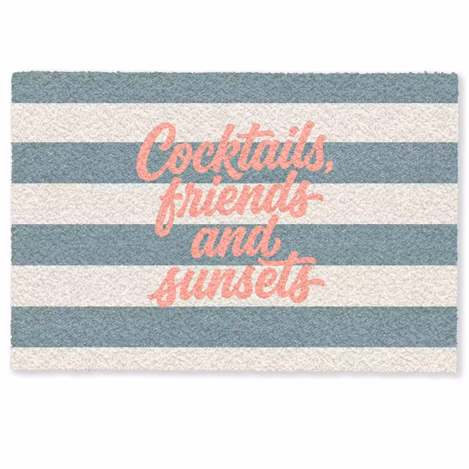 Deurmat - Cocktails - Strepen - Blauw - Koraal — 1
