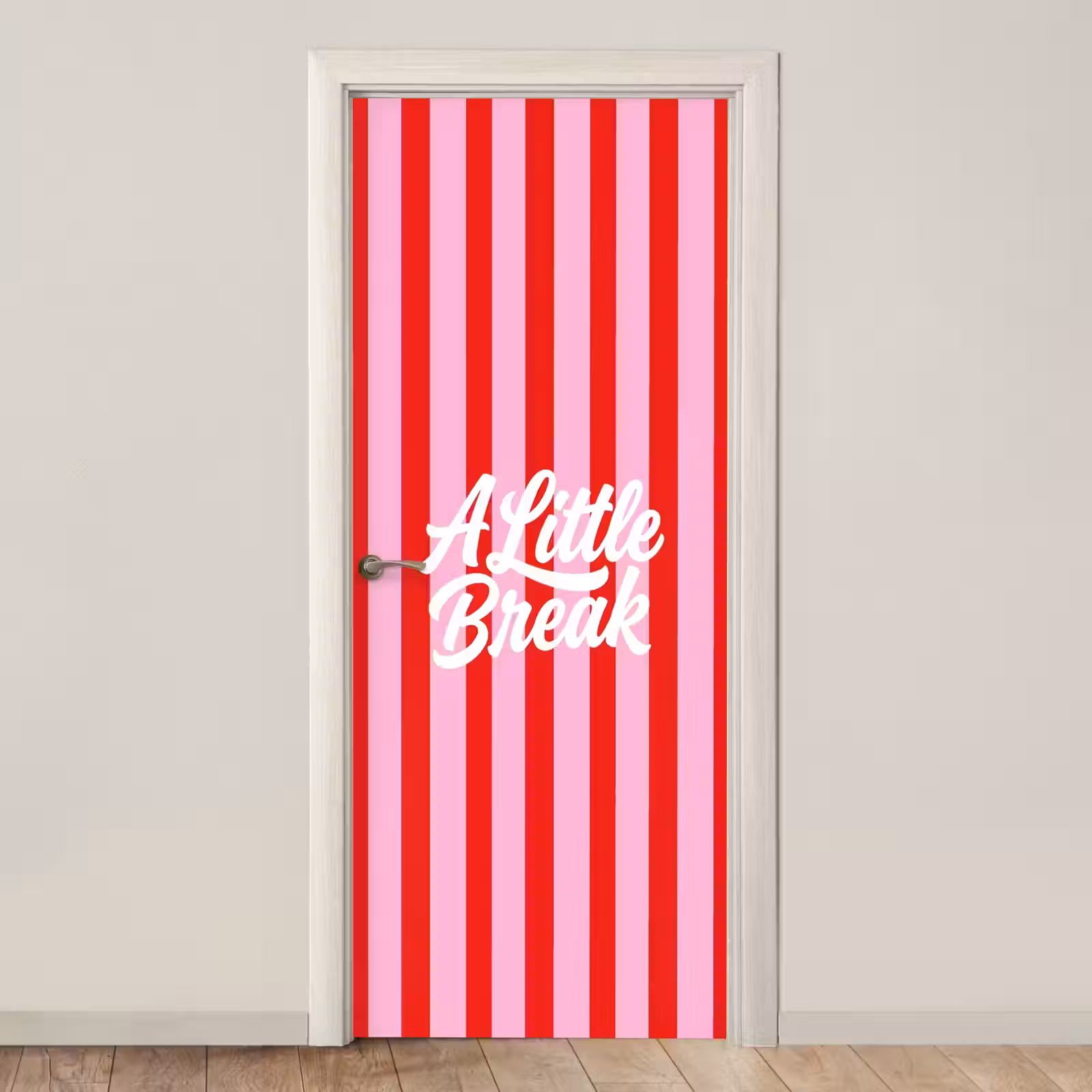 Deursticker - A Little Break - Strepen - Rood - Roze — 1