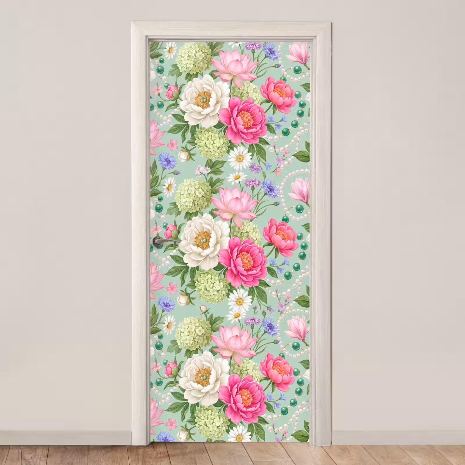 Deursticker - Bloemen - Patroon - Botanisch - Groen — 1