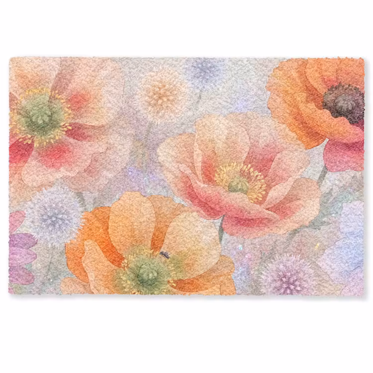 Deurmat - Bloemen - Aquarel - Natuur - Modern - Kleurrijk — 1