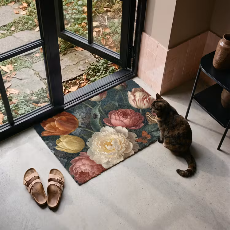 Deurmat - Bloemen - Boeket - Natuur - Klassiek - Donker — 2