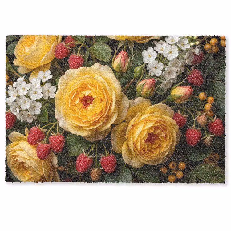 Deurmat - Bloemen - Boeket - Natuur - Klassiek - Geel — 1