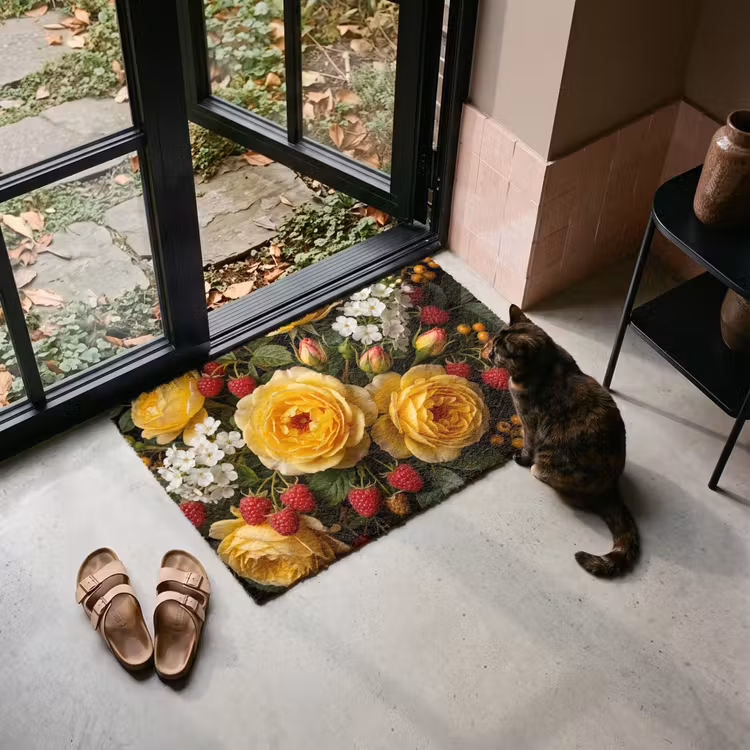 Deurmat - Bloemen - Boeket - Natuur - Klassiek - Geel — 2