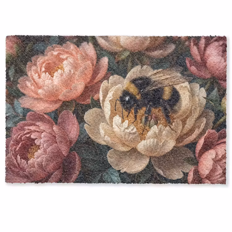 Deurmat - Bloemen - Insect - Natuur - Roze — 1