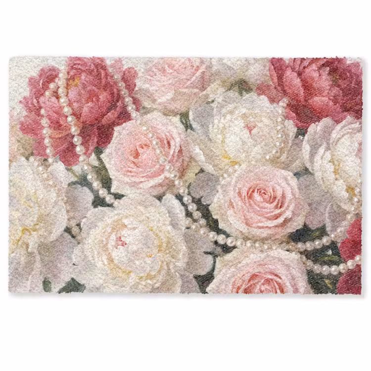 Deurmat - Bloemen - Parels - Romantiek - Klassiek - Roze — 1